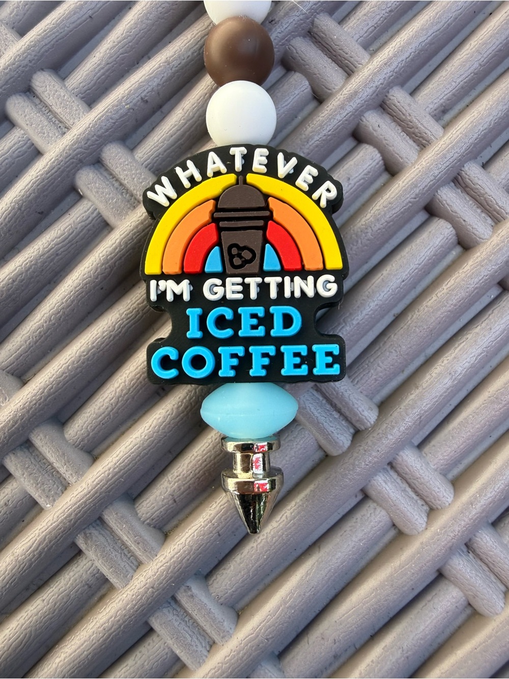 Whatever I'm Getting Iced Coffee Keychain Charm - Multicolor